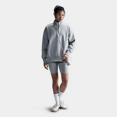 Nike Women's Sportswear Phoenix Fleece Oversized Quarter-zip Sweatshirt In Dark Grey Heather/sail