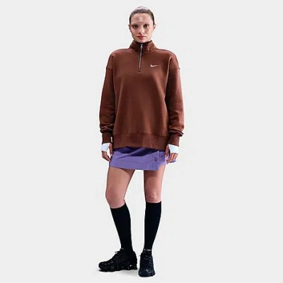 Nike Women's Sportswear Phoenix Fleece Oversized Quarter-zip Sweatshirt In Brown