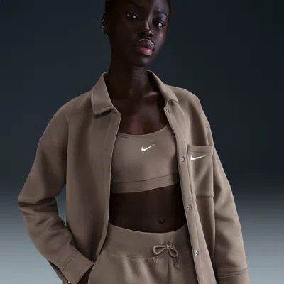 Nike Women's  Sportswear Phoenix Fleece Oversized Shirt Jacket In Brown