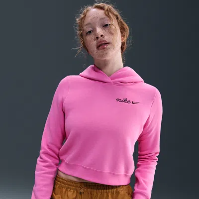 Nike Women's  Sportswear Phoenix Fleece Shrunken Hoodie In Pink