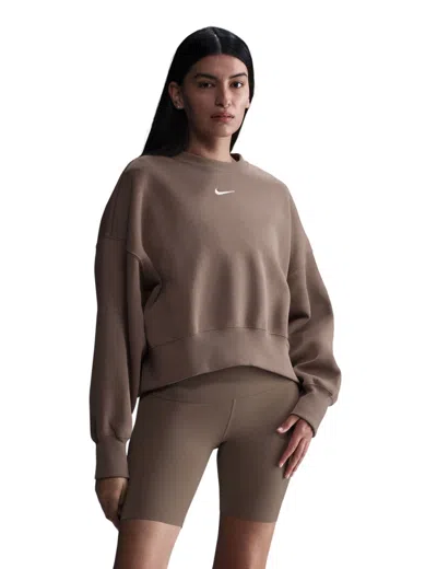 Nike Women's Sportswear Phoenix Fleece Sweatshirt In Mink Brown/sail 