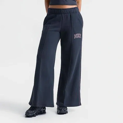 Nike Women's Sportswear Phoenix Fleece Wide-leg Jogger Pants In Blue