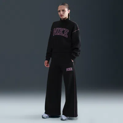 Nike Women's  Sportswear Phoenix Fleece Wide-leg Sweatpants In Black