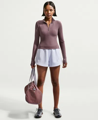 Nike Women's Sportswear Ribbed Quarter-zip Long-sleeve Top In Purple
