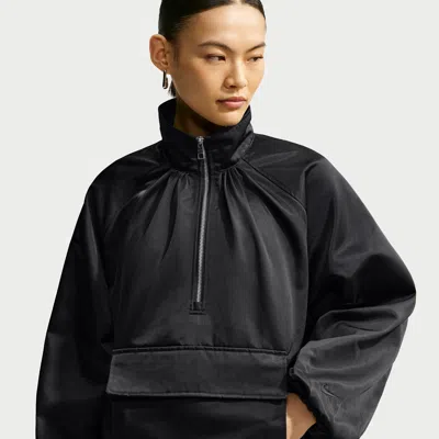 Nike Women's  Sportswear Satin 1/4-zip Anorak In Black