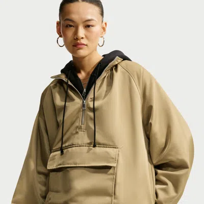 Nike Women's  Sportswear Satin 1/4-zip Anorak In Brown