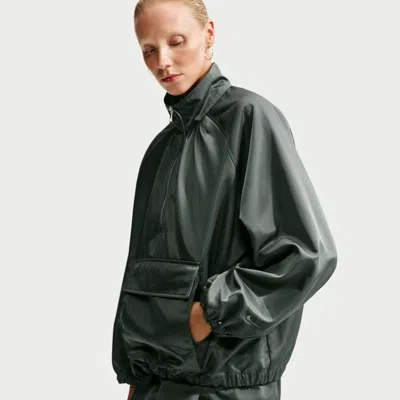 Nike Women's  Sportswear Satin 1/4-zip Anorak In Green