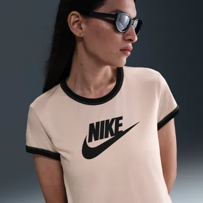 Nike Women's  Sportswear Short-sleeve Ringer T-shirt In Brown