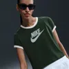Nike Women's  Sportswear Short-sleeve Ringer T-shirt In Green