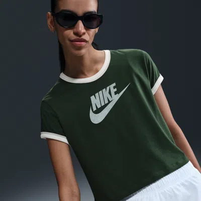 Nike Women's  Sportswear Short-sleeve Ringer T-shirt In Green
