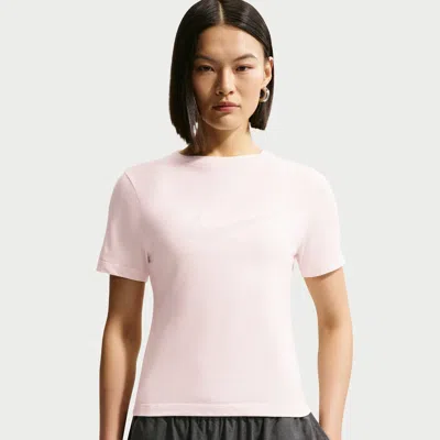 Nike Women's  Sportswear Slim Short-sleeve Burnout Logo Top In Pink