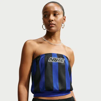 Nike Women's  Sportswear Slim Striped Jersey Tube Top In Blue