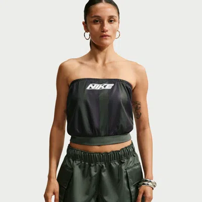 Nike Women's  Sportswear Slim Striped Jersey Tube Top In Green