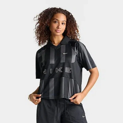 Nike Women's Sportswear Striped Oversized Jersey In Black