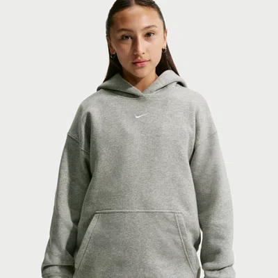 Nike Kids' Women's  Sportswear Studio Fleece Girls' Oversized Pullover Hoodie In Gray