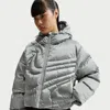 Nike Swoosh Series Water Resistant Therma-fit Oversize Down Puffer Jacket In Gray