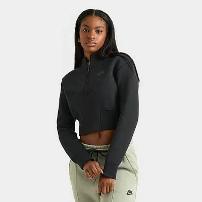 Nike Women's Sportswear Tech Fleece Crop Half-zip Track Jacket In Black