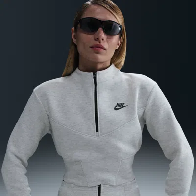 Nike Women's  Sportswear Tech Fleece Cropped 1/2-zip Top In Grey