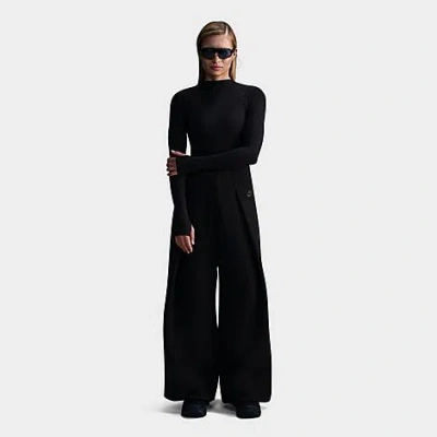 Nike Women's Sportswear Tech Fleece High-waisted Pleated Wide Pants In Black/black