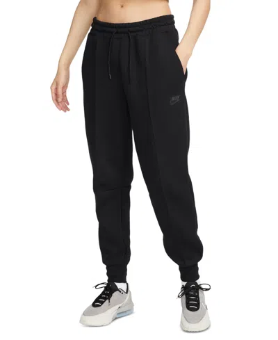 Nike Women's Sportswear Tech Fleece Mid-rise Jogger Pants In Black,black