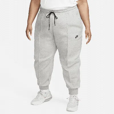 Nike Women's  Sportswear Tech Fleece Mid-rise Jogger Pants (plus Size) In Dk Grey Heather,black