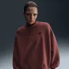 Nike Women's  Sportswear Tech Fleece Oversized Crew-neck Sweatshirt In Red Sepia/black