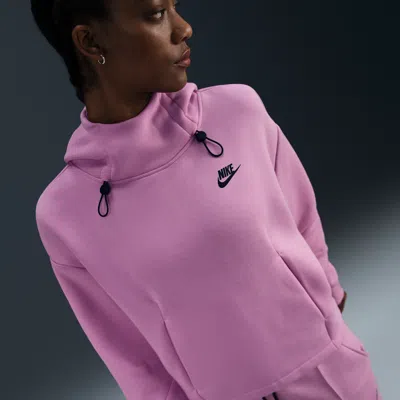 Nike Women's  Sportswear Tech Fleece Oversized Hoodie In Beyond Pink/black