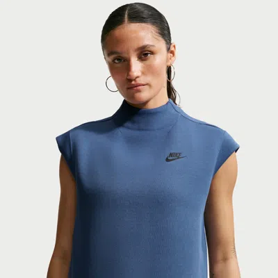 Nike Women's  Sportswear Tech Fleece Short-sleeve Top In Blue