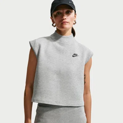 Nike Women's  Sportswear Tech Fleece Short-sleeve Top In Gray