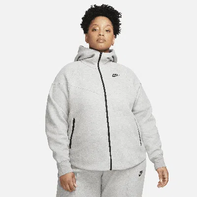 Nike Women's  Sportswear Tech Fleece Windrunner Full-zip Hoodie (plus Size) In Dark Grey Heather/black 