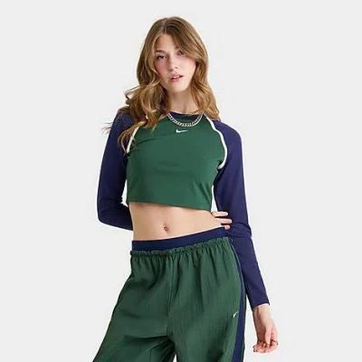 Nike Street Cropped Long Sleeve Top In Green