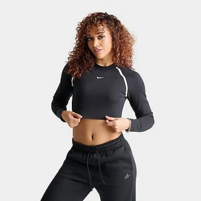 Nike Women's Sportswear Tight Long-sleeve Crop Top In Black