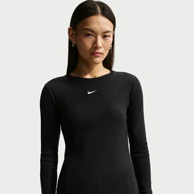Nike Women's  Sportswear Tight Long-sleeve Ribbed T-shirt In Black