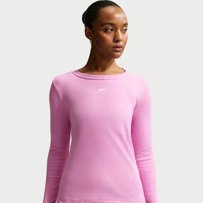 Nike Women's  Sportswear Tight Long-sleeve Ribbed T-shirt In Purple
