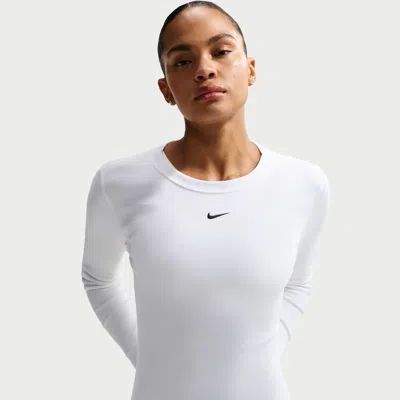 Nike Women's  Sportswear Tight Long-sleeve Ribbed T-shirt In White