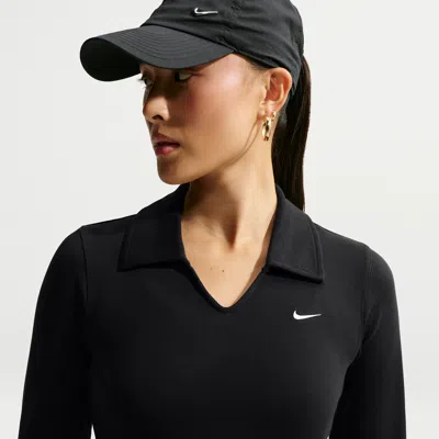 Nike Women's  Sportswear Tight Long-sleeve Cropped Polo In Black