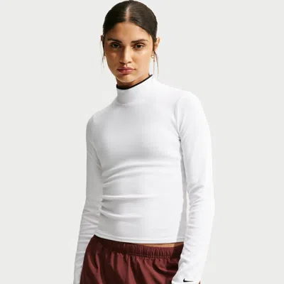Nike Women's  Sportswear Tight Long-sleeve Mock-neck Top In White