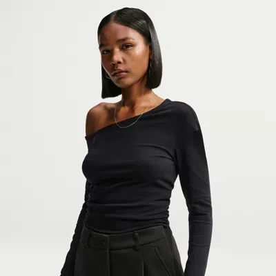 Nike Women's  Sportswear Tight Off-shoulder Long-sleeve Top In Black