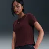 Nike Women's  Sportswear Tight Ribbed Short-sleeve T-shirt In Red