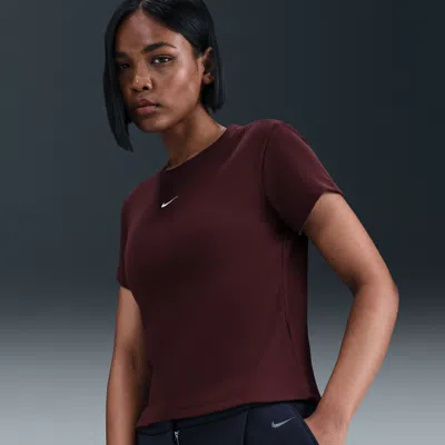 Nike Women's  Sportswear Tight Ribbed Short-sleeve T-shirt In Red