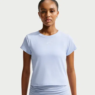 Nike Women's  Sportswear Tight Ribbed Short-sleeve T-shirt In Blue