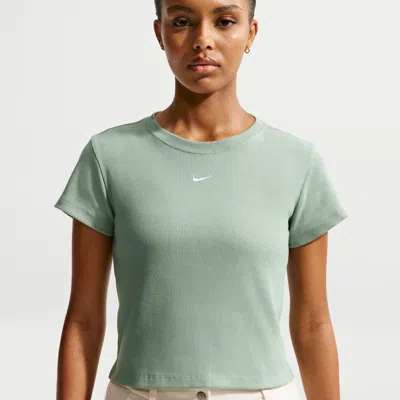 Nike Women's  Sportswear Tight Ribbed Short-sleeve T-shirt In Green