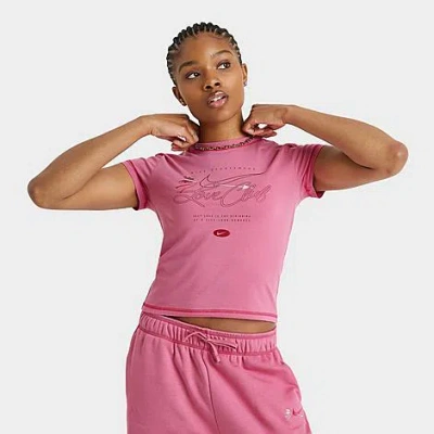 Nike Women's Sportswear Valentine's Day Chill Knit Mod Crop T-shirt In Pink