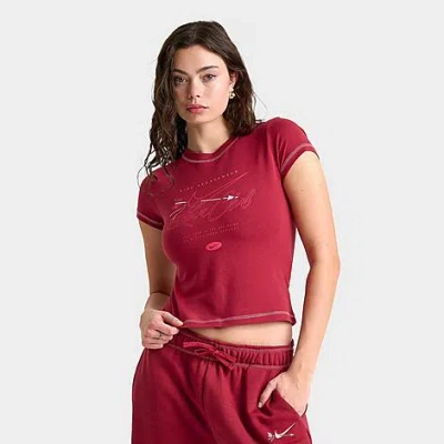 Nike Women's Sportswear Valentine's Day Chill Knit Mod Crop T-shirt In Red