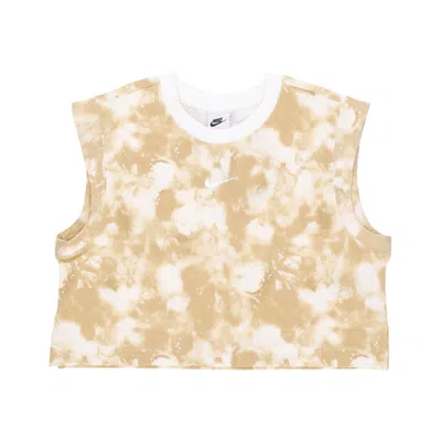 Nike Women's Sportswear Wave Dye Cropped Tee Coconut Milk/sail Short Tank Top In Multi