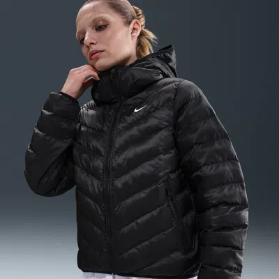 Nike Women's  Sportswear Windpuffer Therma-fit Hooded Puffer In Black