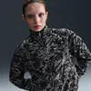 Nike Women's  Sportswear Windrunner Loose Uv Protection Woven Full-zip Printed Jacket In Black