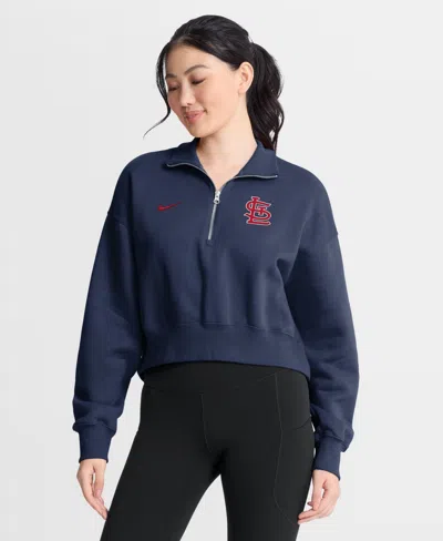 Nike Women's St. Louis Cardinals Primetime Phoenix Oversized Fleece Half-zip Sweatshirt In Blue