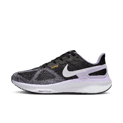 Nike Women's Structure 25 Road Running Shoes (extra Wide) In  Black/daybreak/lilac Bloom/white