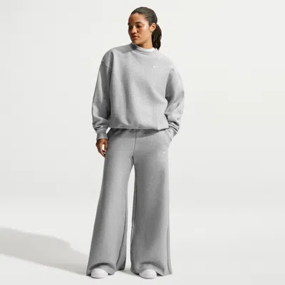 Nike Women's Studio Fleece Heavyweight Mid-rise Wide-leg Pants In Gray